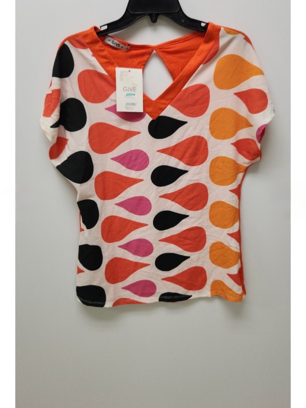 Orange and Pink Teardrop Top, NWOT
